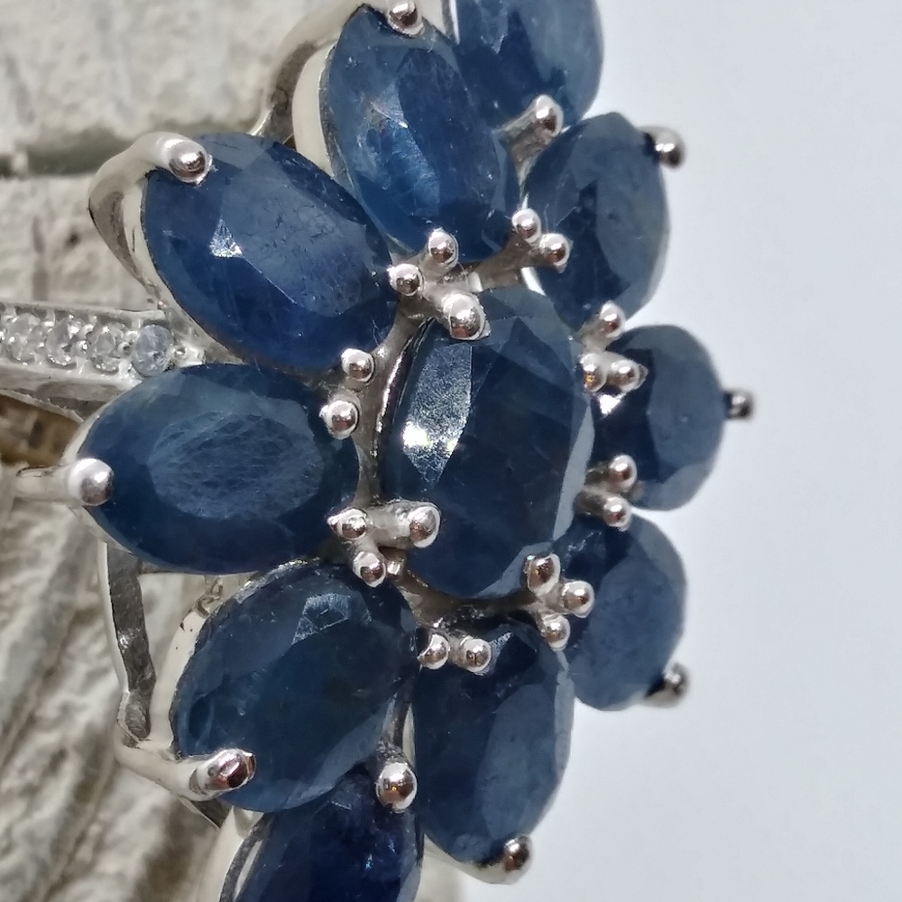Genuine Raw Sapphire 8.45ct Cocktail Ring Sz 5 - Picture 12 of 13